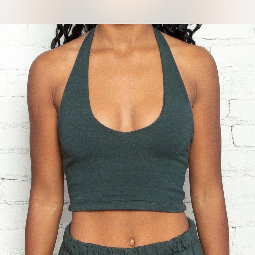 Brandy Melville Dark Green Halter Crop Top